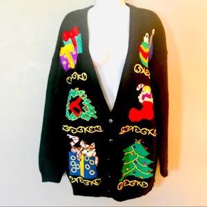 Vintage Ugly Christmas Sweater Cardigan